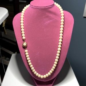 Antique 14 karat almost pure white coral necklace